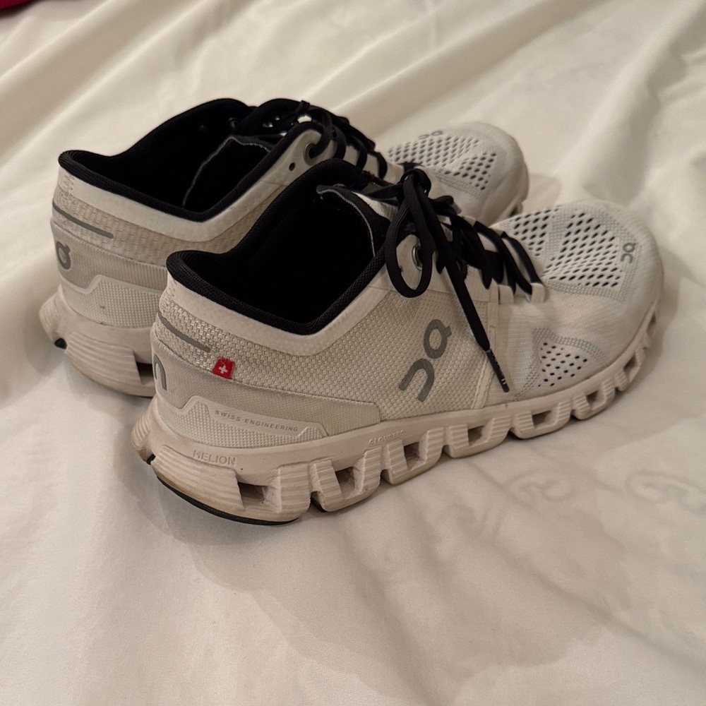 On Running Cream and Black Performance Sneakers